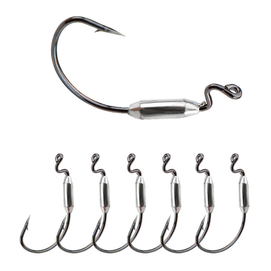 5pcs Soft Worm Lure 1/0# 2/0#  - Fishing Hook Offset ulasan dan harga