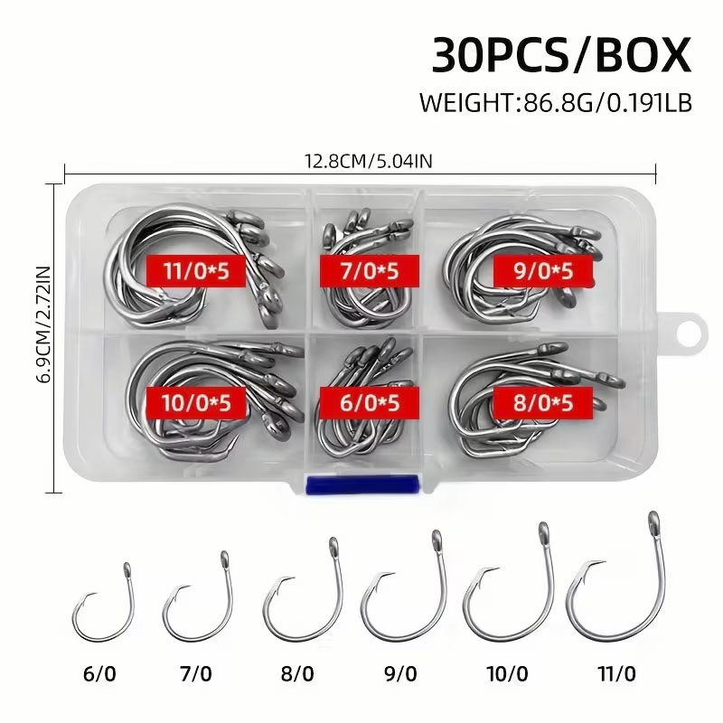 30pcs/box Fishing Hooks Stainl - Fishing Hook Circle ulasan dan harga