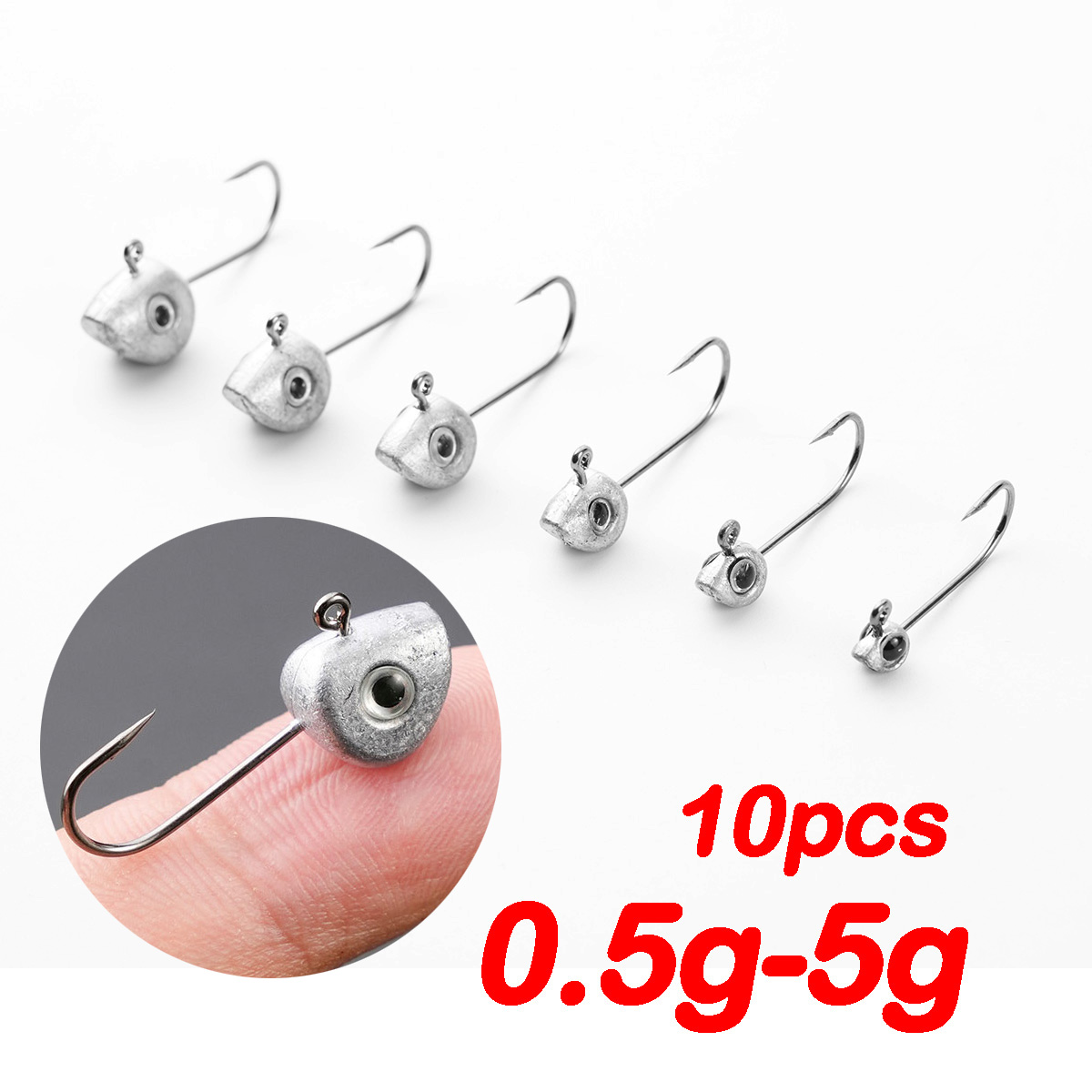 10pcs Mini Jig Head Hook 3D Ey - Fishing Hook Offset ulasan dan harga
