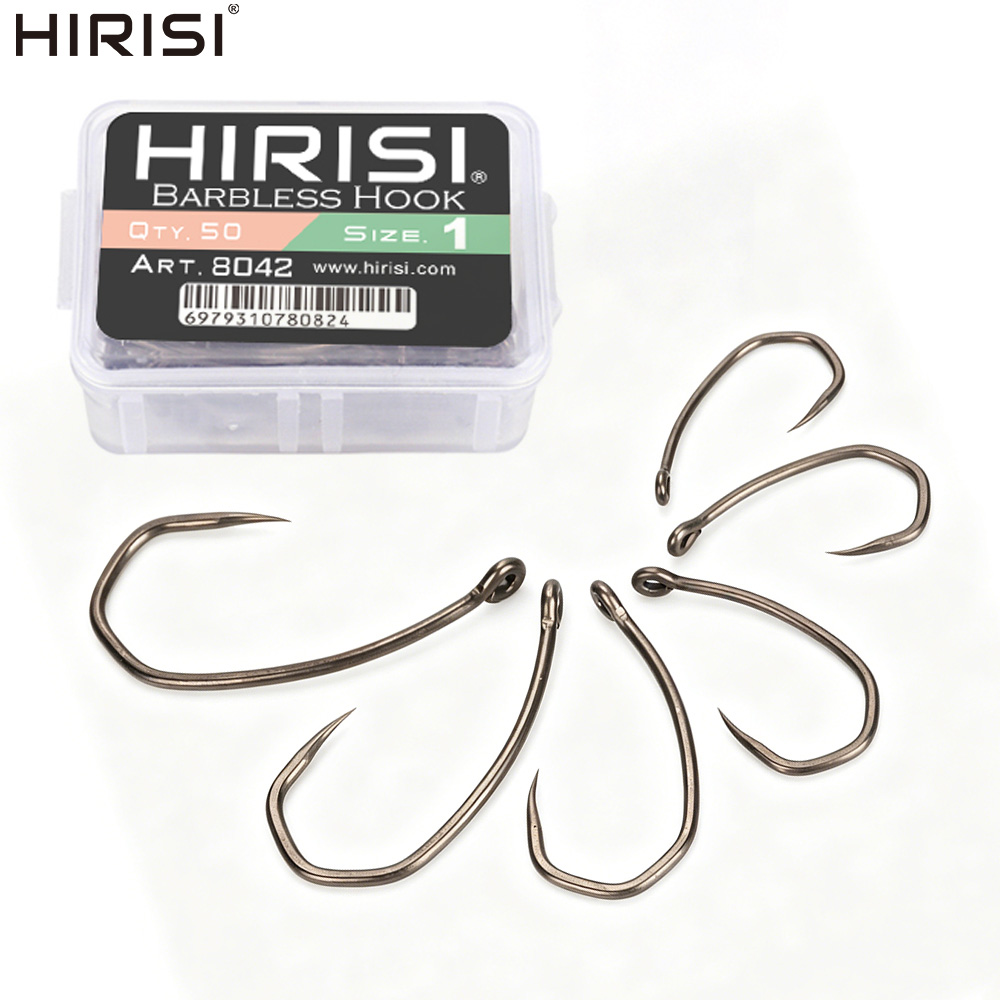 Hirisi 8042 100Pcs PTFE Coated - Fishing Hook Barbless ulasan dan harga
