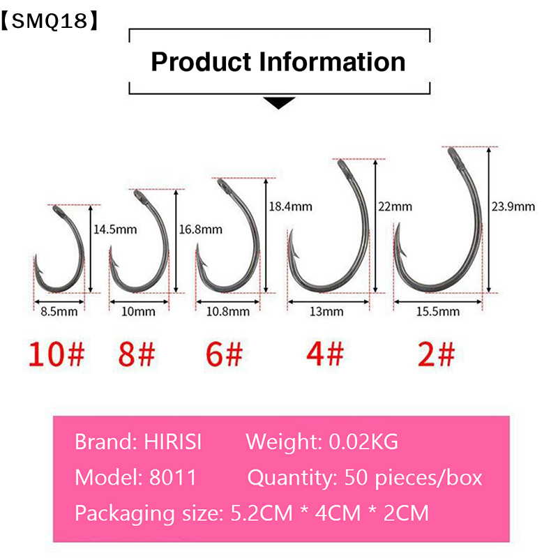 Hirisi 50pcs Boxed  Hooks Barb - Fishing Hook Box ulasan dan harga