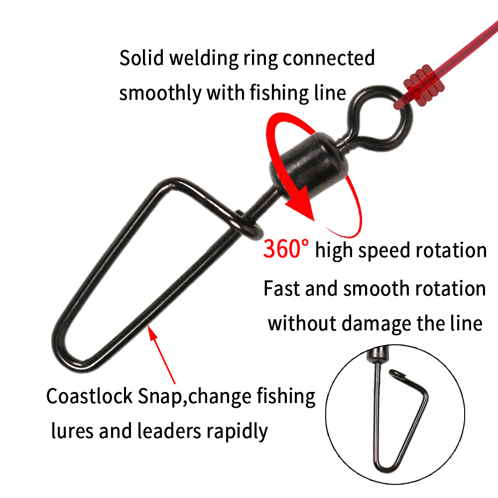 20PCS #12 -1/0 Rolling Swivel  - Fishing Hook Stainless Steel ulasan dan harga