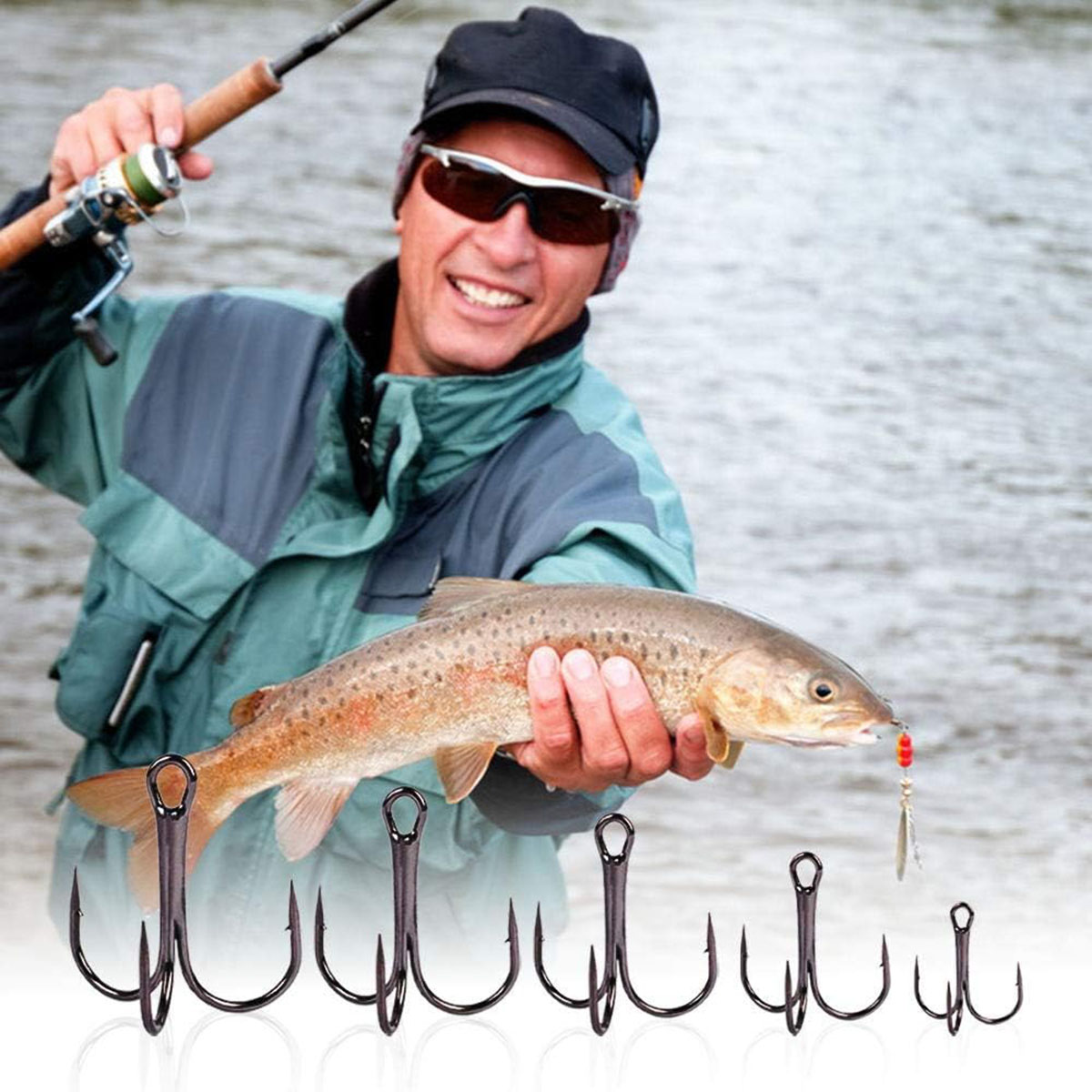 50/100pcs/box Fishing Treble H - Fishing Hook Circle ulasan dan harga