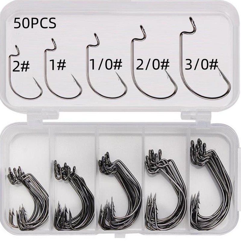 50Pcs/Box High Carbon Steel Fi - Fishing Hook Offset ulasan dan harga