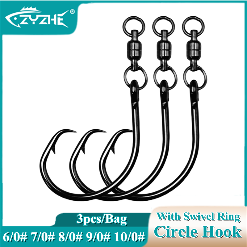 ZYZHE 3/6/9pcs Circle Hooks Wi - Fishing Hook Barbless ulasan dan harga