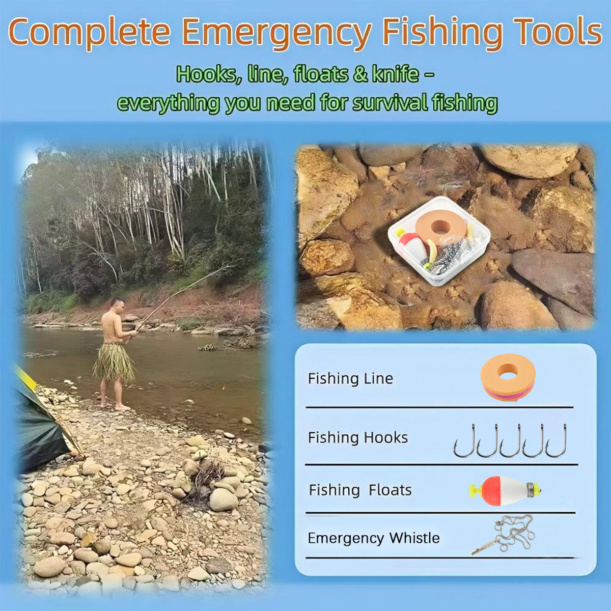 Portable Emergency Fishing Gea - Fishing Hook Box ulasan dan harga